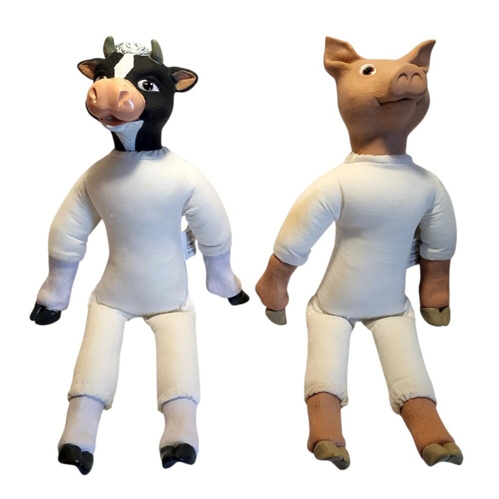 Just For Keeps Classic Animal Dolls - Cow & Pig 14" Soft Body Hard Head & Hooves